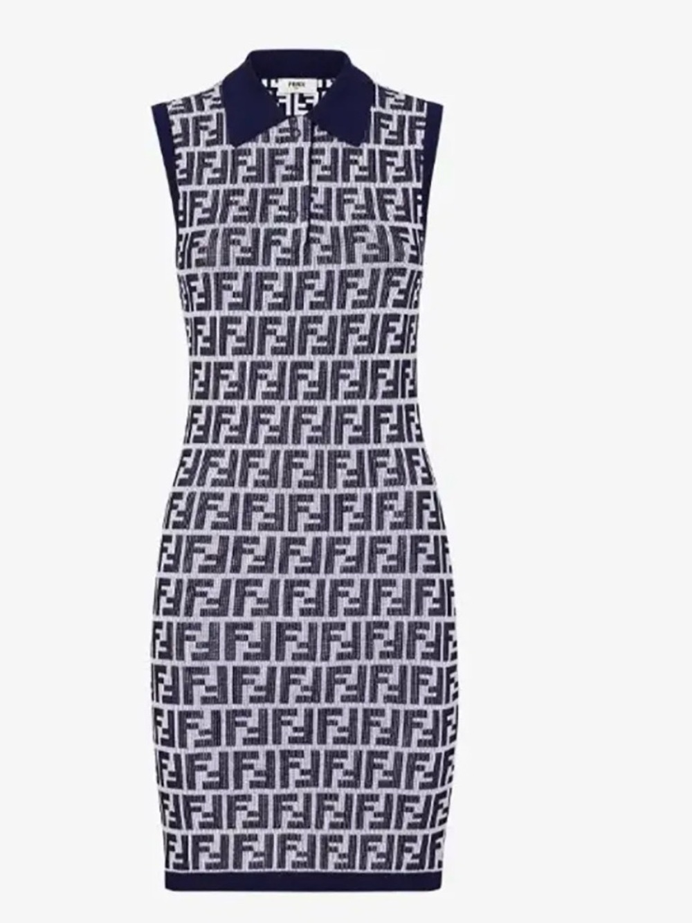 NWT Fendi Navy & White FF Logo Midi Polo Dress